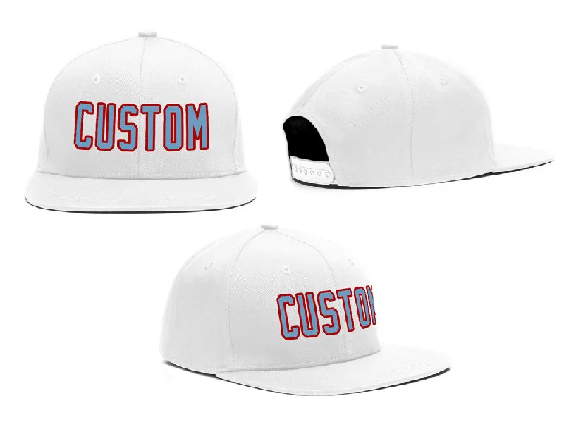 Corduroy Baseball Cap-Custom White Lt Blue-Red Casual Sport Baseball Cap