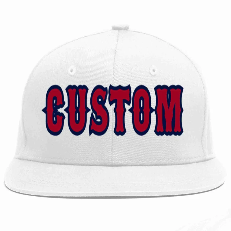 Neon Baseball Cap-Custom White Red-Navy Casual Sport Baseball Cap