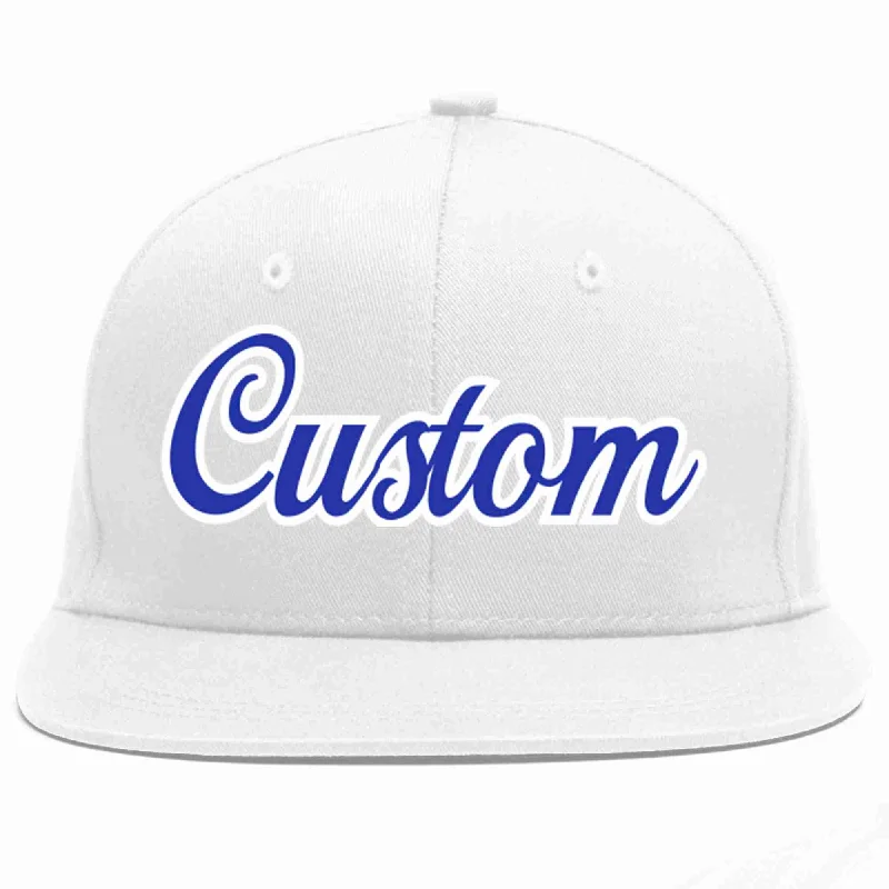 Mesh Baseball Cap-Custom White Royal-White Casual Sport Baseball Cap