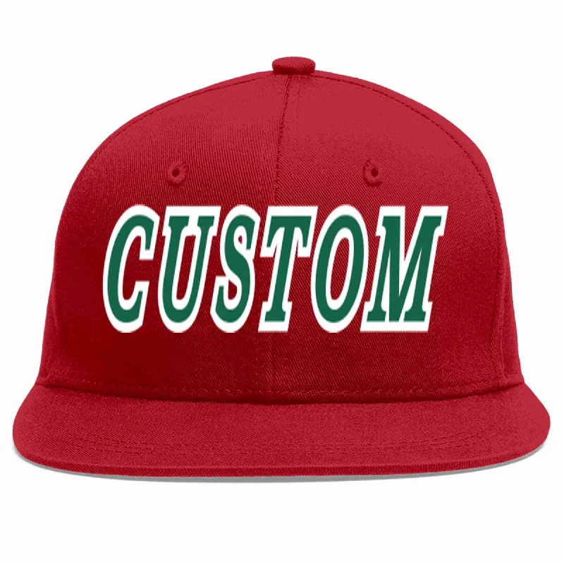 Quick Dry Baseball Cap-Custom Red Kelly Green-White Casual Sport Baseball Cap