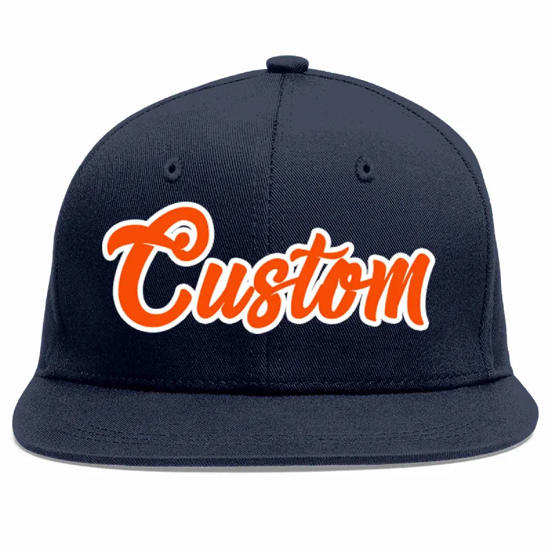 Insulated Baseball Cap-Custom Navy Orange-White Casual Sport Baseball Cap