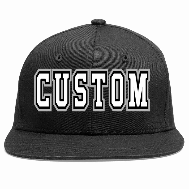 Statement Baseball Cap-Custom Black White-Black Casual Sport Baseball Cap