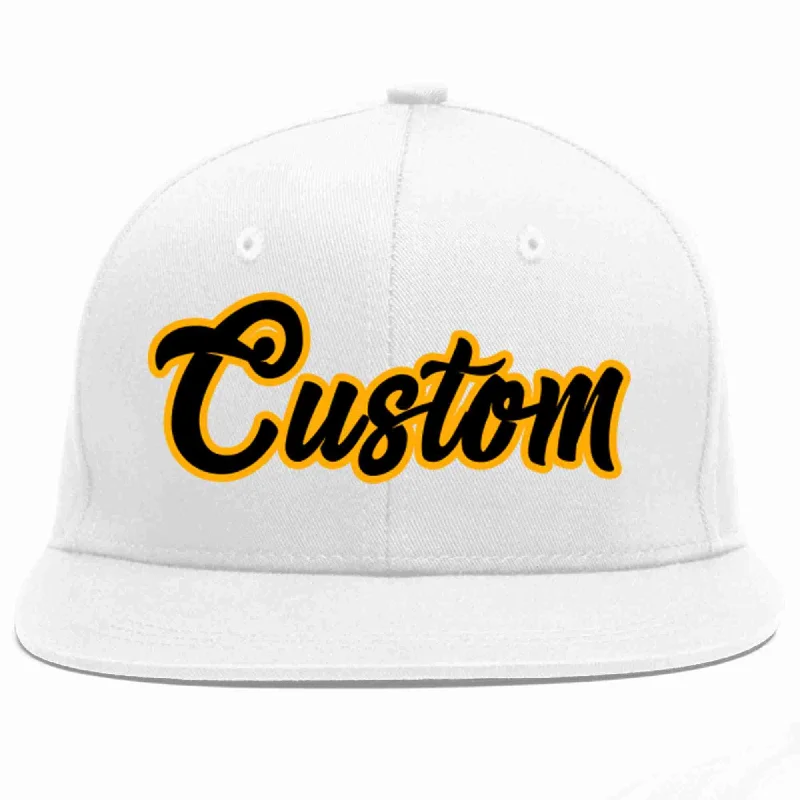 Soccer Team Baseball Cap-Custom White Black-Yellow Casual Sport Baseball Cap