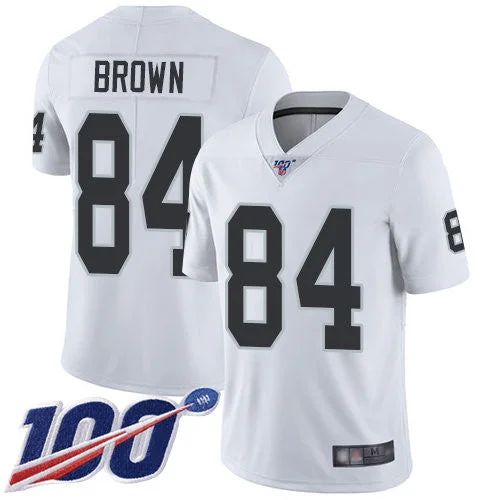 Pink Soccer Jersey-Raiders #84 Antonio Brown White Men's Stitched Football 100th Season Vapor Limited Jersey