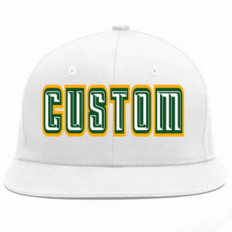 Warm Lined Baseball Cap-Custom White White-Kelly Green Casual Sport Baseball Cap