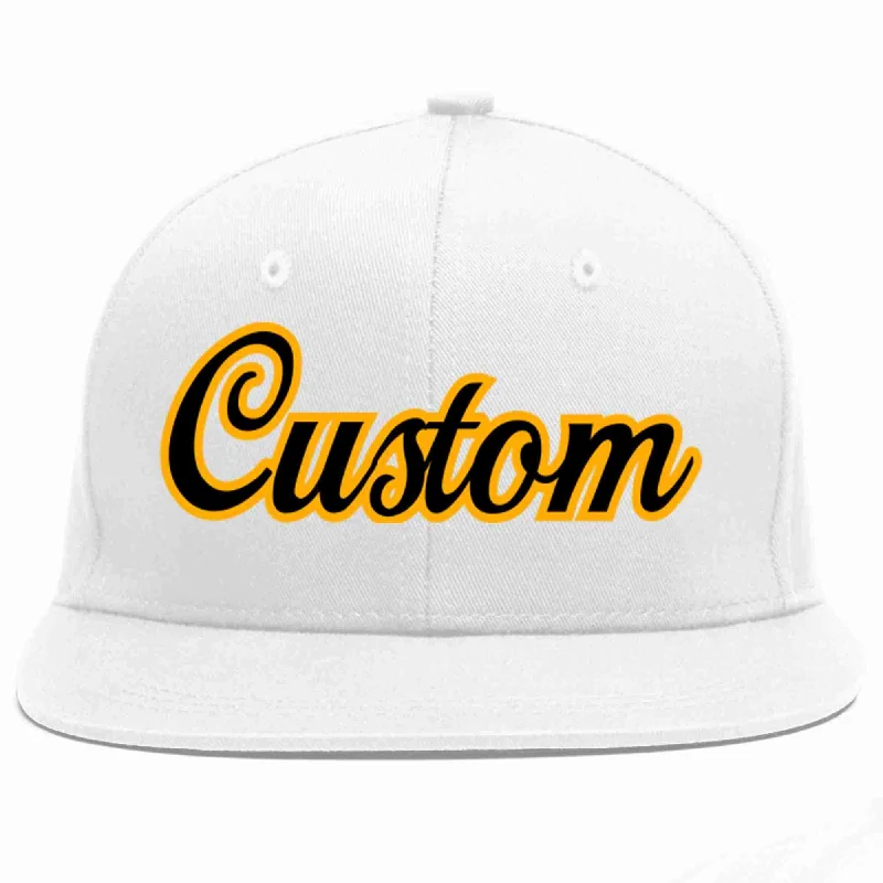 Printed Baseball Cap-Custom White Black-Yellow Casual Sport Baseball Cap