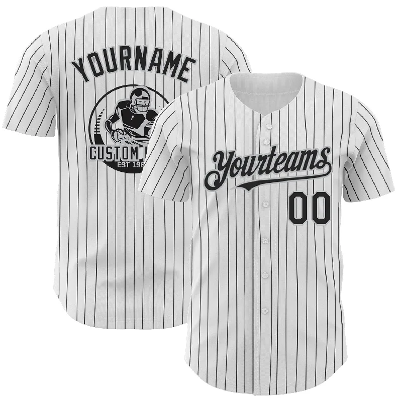 Performance Baseball Jersey-Custom White Black Pinstripe Gray Authentic Baseball Jersey