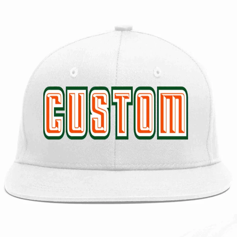 Insulated Baseball Cap-Custom White Orange-White Casual Sport Baseball Cap