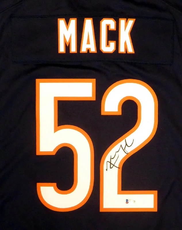 Silver Football Helmet-Chicago Bears Khalil Mack Autographed Blue Nike Jersey Size L Beckett BAS Stock #148304