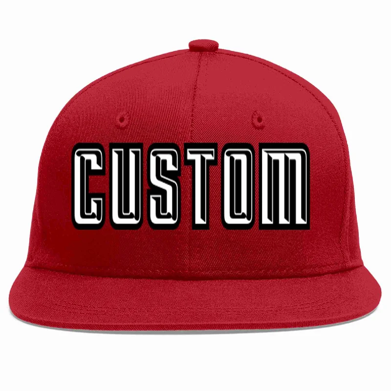 Embroidered Baseball Cap-Custom Red White-Black Casual Sport Baseball Cap