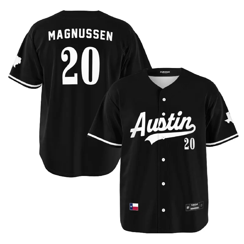 Personalized Baseball Jersey-Magnussen - Jet Black Austin Jersey