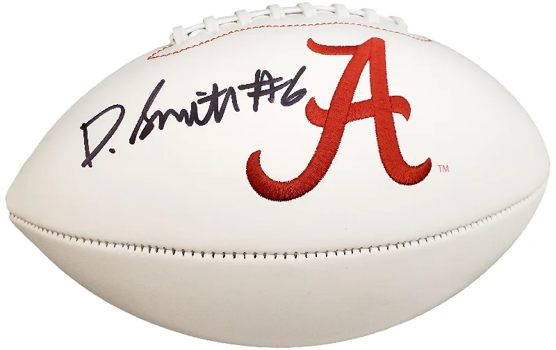 College Football Helmet-Devonta Smith Autographed Alabama Crimson Tide White Logo Football Beckett BAS Stock #190001