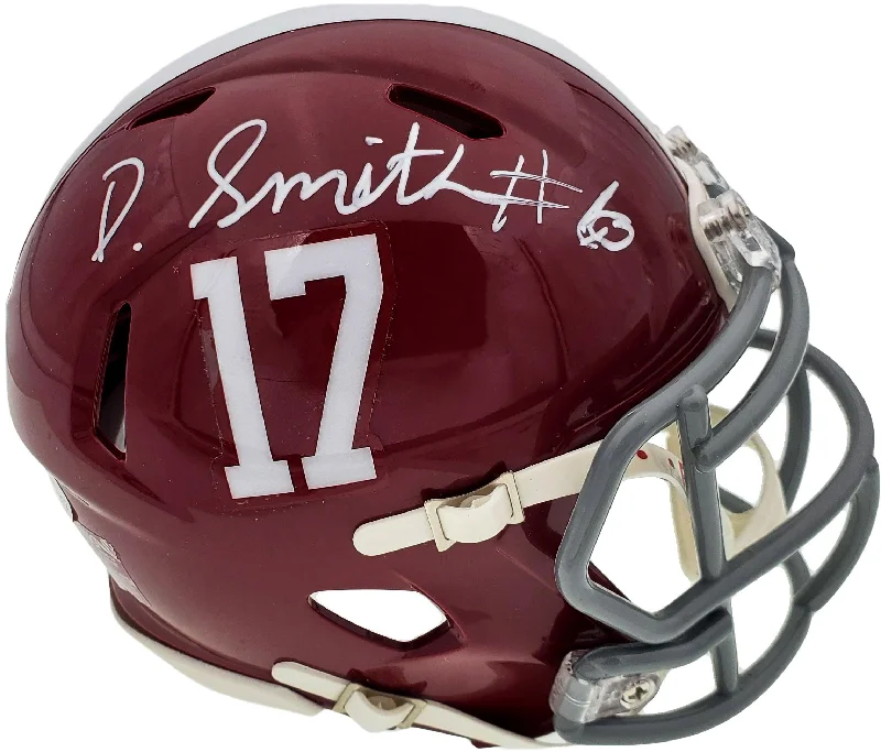 Youth Football Helmet-Devonta Smith Autographed Alabama Crimson Tide Speed Mini Helmet Beckett BAS Stock #189551