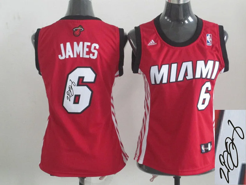 Charity Basketball Jersey-Heat 6 James Red Signature Edition Women Basketball Jerseys