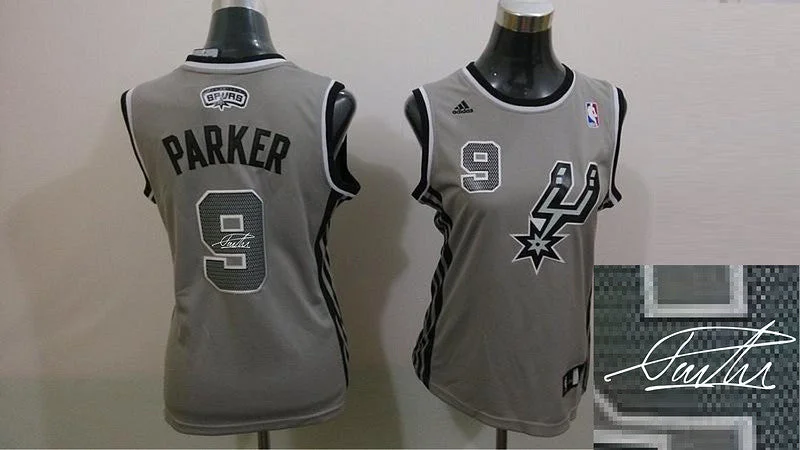 Anniversary Basketball Jersey-Spurs 9 Parker Grey Signature Edition Women Basketball Jerseys