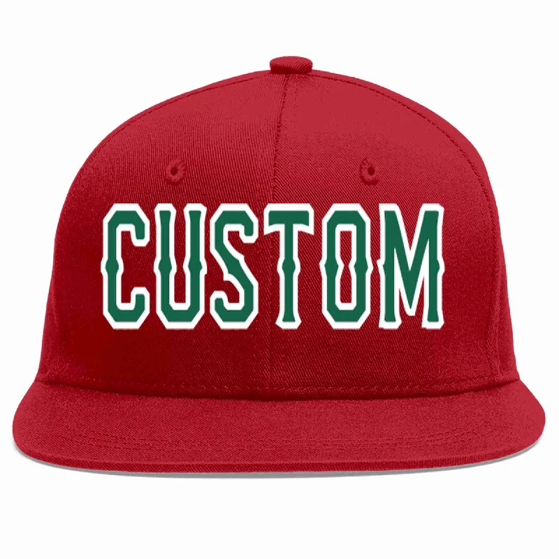 Adjustable Baseball Cap-Custom Red Kelly Green-White Casual Sport Baseball Cap