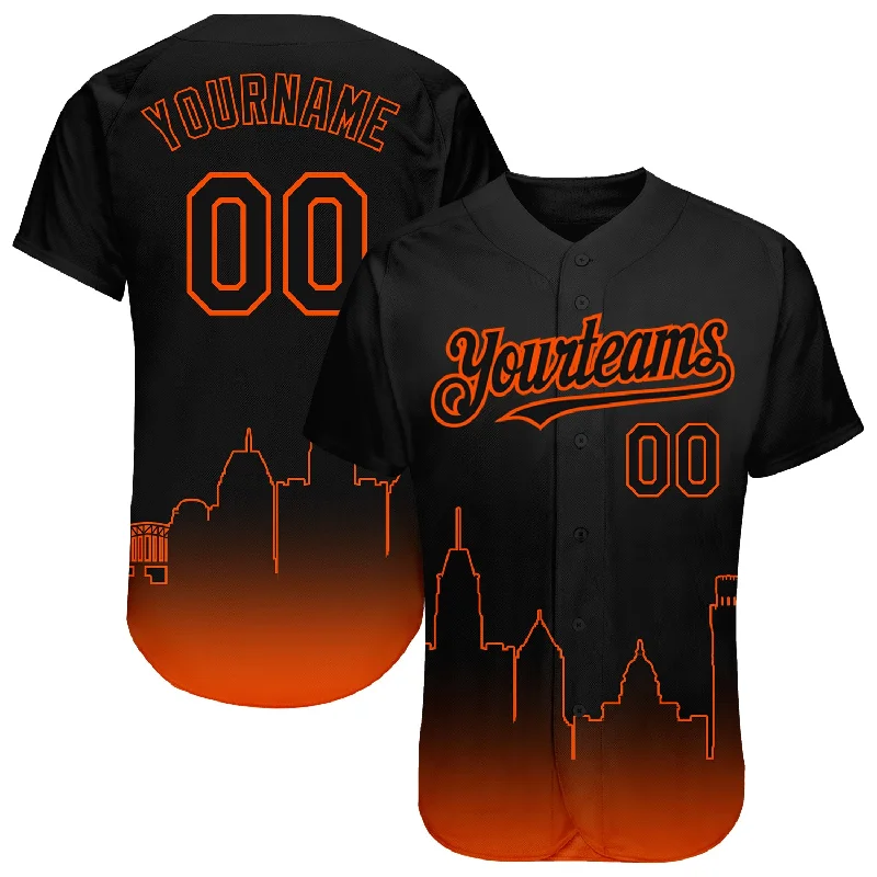 Summer Baseball Jersey-Custom Black Orange 3D Baltimore City Edition Fade Fashion Authentic Baseball Jersey