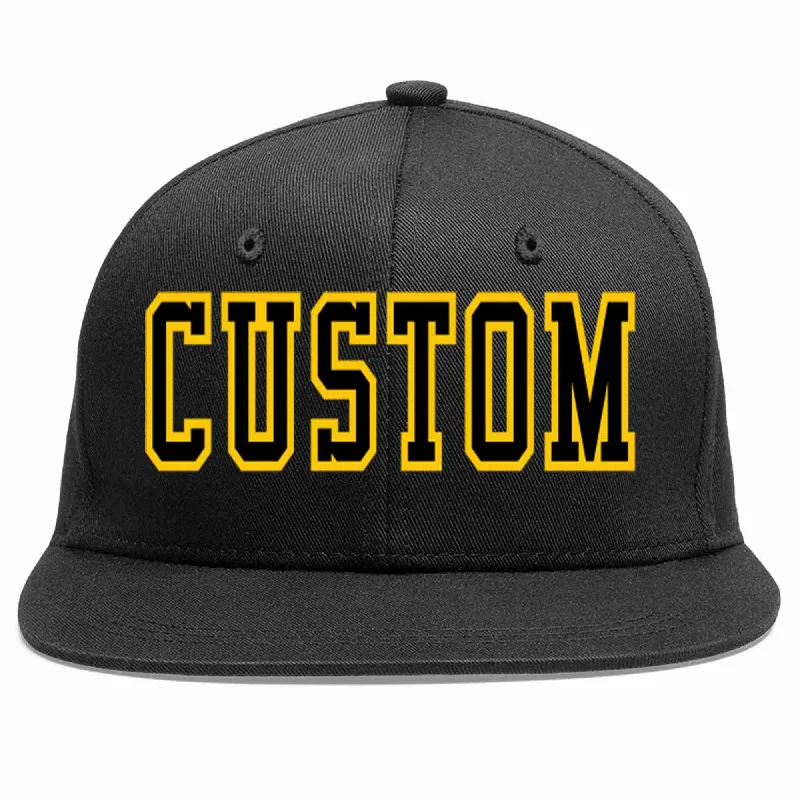 Tie Dye Baseball Cap-Custom Black Black-Gold Casual Sport Baseball Cap