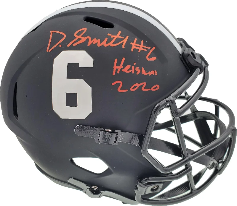 Custom Football Helmet-Devonta Smith Autographed Alabama Crimson Tide Eclipse Black Full Size Speed Replica Helmet "Heisman 2020" Beckett BAS Stock #189557