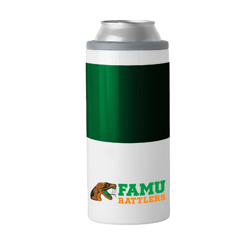 Porcelain Team Mug-Florida A&M Colorblock 12oz Slim Can Coolie