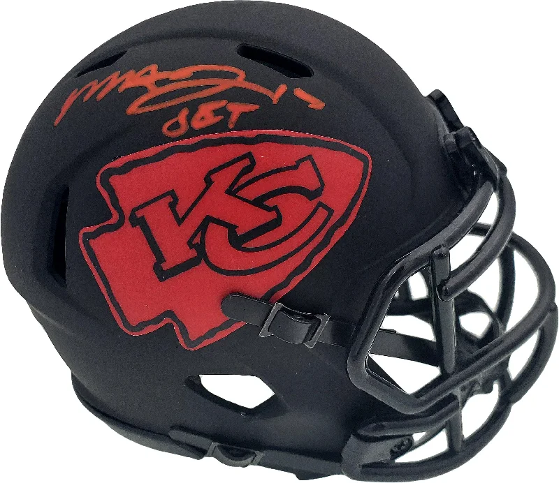 Soft Shell Football Helmet-Mecole Hardman Autographed Kansas City Chiefs Eclipse Black Speed Mini Helmet "Jet" Beckett BAS Stock #185785