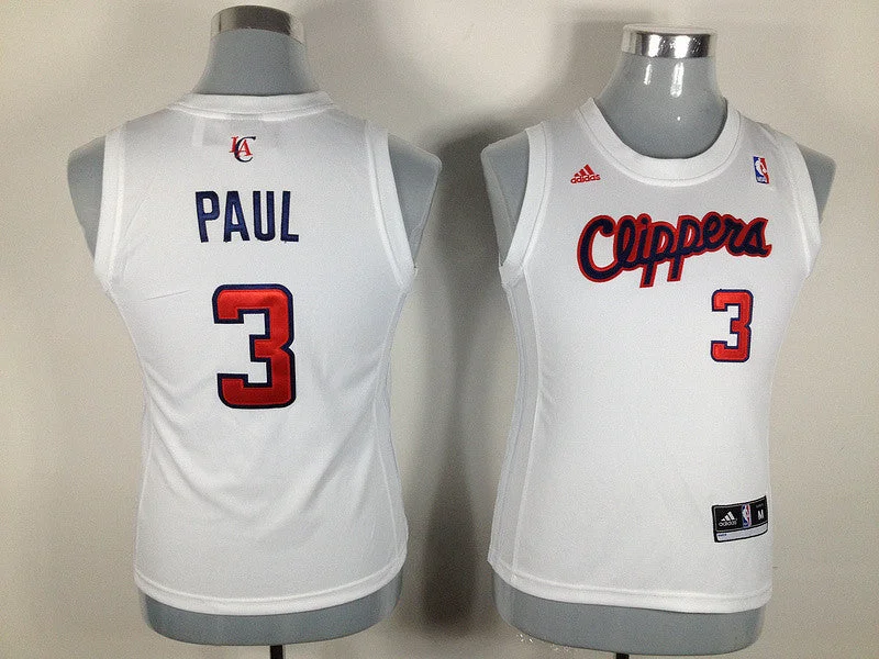 Warm-Up Basketball Jersey-Clippers 3 Paul White New Fabric Women Basketball Jersey