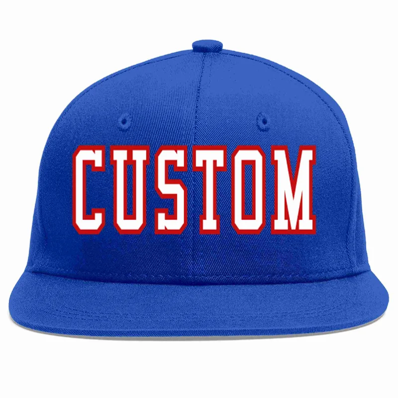 Travel Baseball Cap-Custom Royal White-Red Casual Sport Baseball Cap