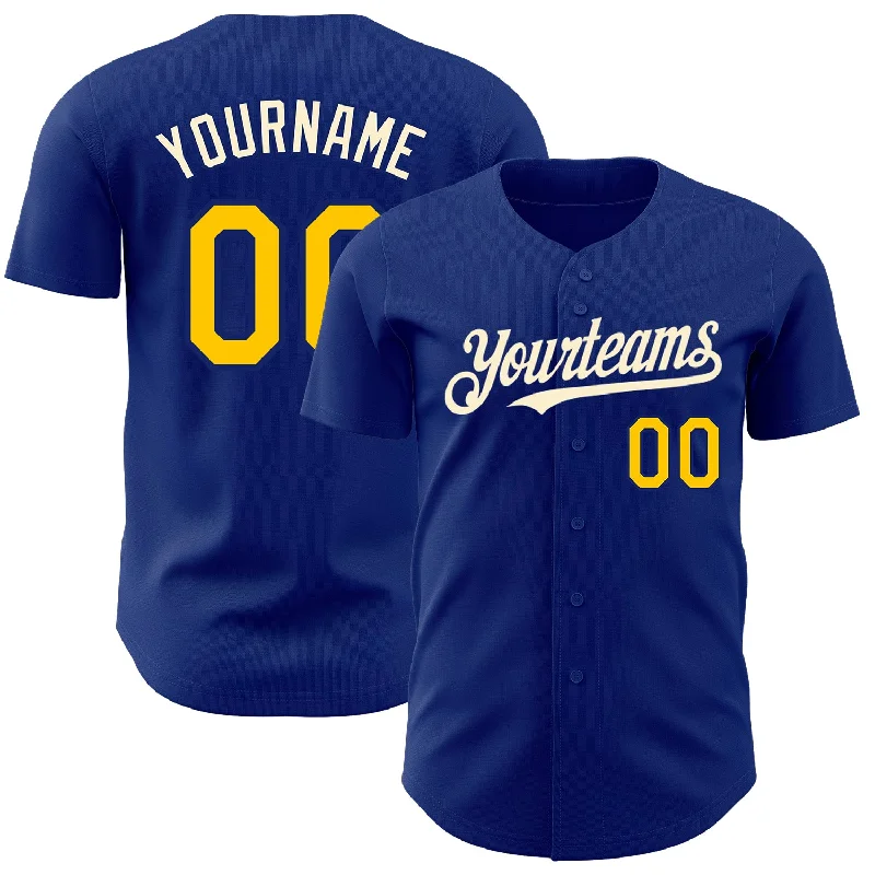 Whiteout Baseball Jersey-Custom Royal Yellow-Cream Authentic Baseball Jersey