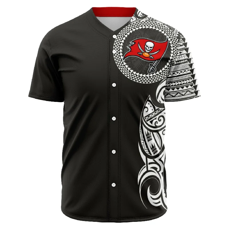 Pinstripe Baseball Jersey-Tampa Bay Buccaneers Shirt - Polynesian Design Buccaneers Shirt