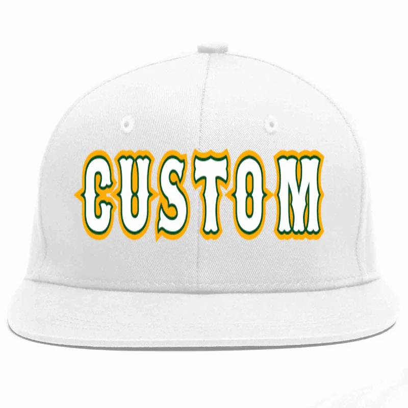 Festival Baseball Cap-Custom White White-Kelly Green Casual Sport Baseball Cap