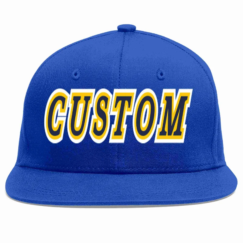 Quick Dry Baseball Cap-Custom Royal Navy-Gold Casual Sport Baseball Cap