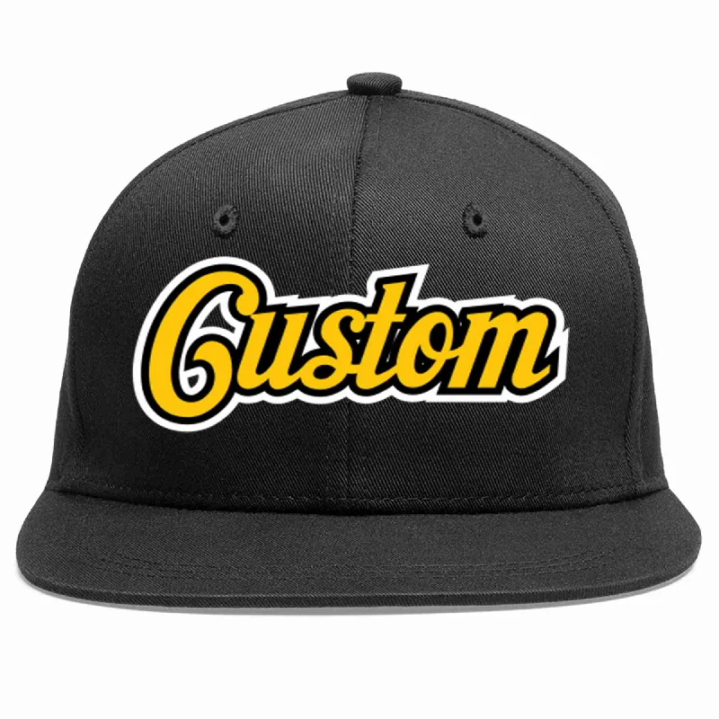 Limited Edition Baseball Cap-Custom Black Gold-Black Casual Sport Baseball Cap