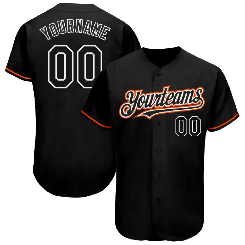 Camouflage Baseball Jersey-Custom Black Orange-White Authentic Baseball Jersey