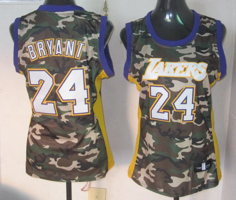 Team Basketball Jersey-Lakers 24 Bryant Camo Women Basketball Jersey