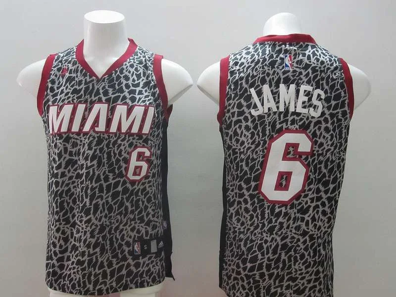 Gold Trim Basketball Jersey-Heat 6 James Leopard Print Women Basketball Jerseys