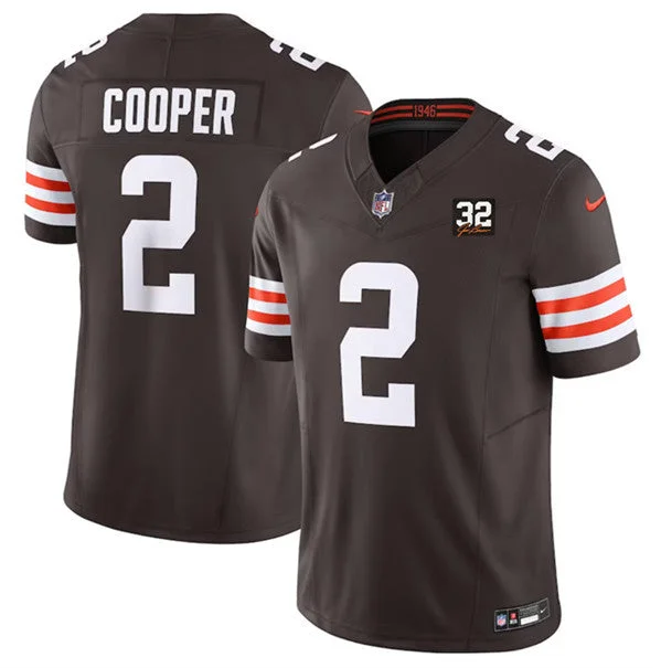 Printed Soccer Jersey-Men's Cleveland Browns #2 Amari Cooper Brown 2023 F.U.S.E. With Jim Brown Memorial Patch Vapor Untouchable Limited Football Stitched Jersey