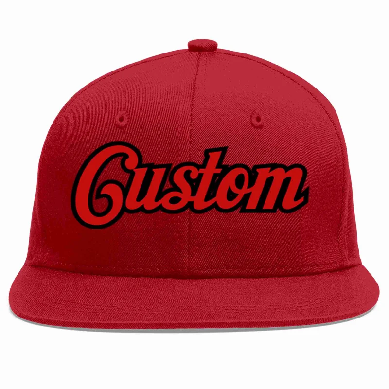 Color Block Baseball Cap-Custom Red Red-Black Casual Sport Baseball Cap