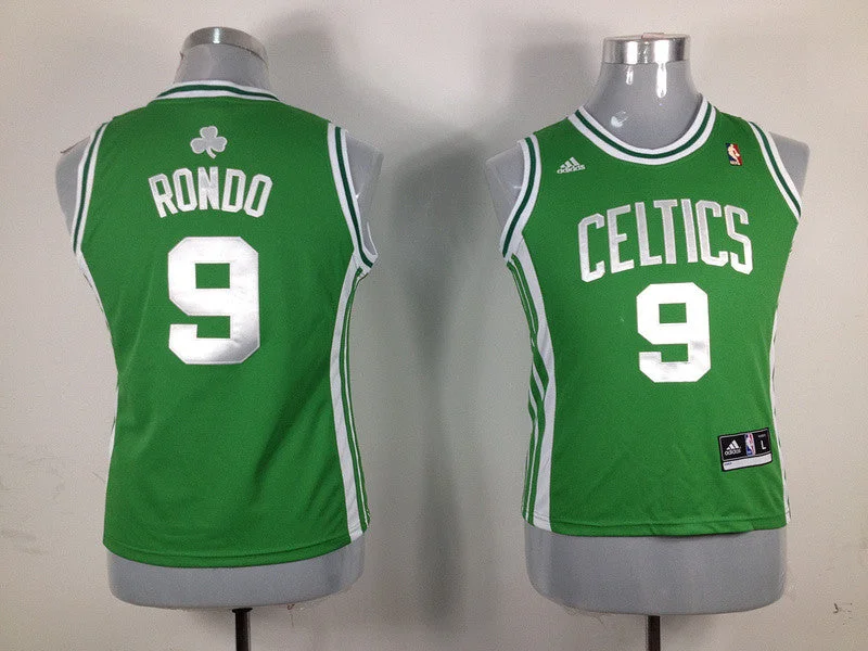 Sublimated Basketball Jersey-Celtics 9 Rondo Green New Fabric Women Basketball Jersey