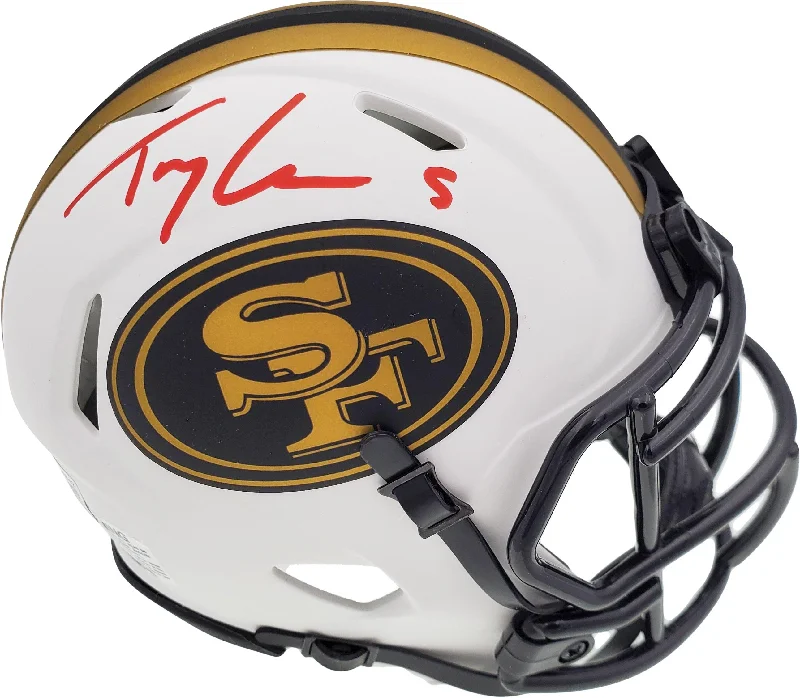 Waterproof Football Helmet-Trey Lance Autographed San Francisco 49ers Lunar Eclipse White Speed Mini Helmet Beckett BAS QR Stock #194736