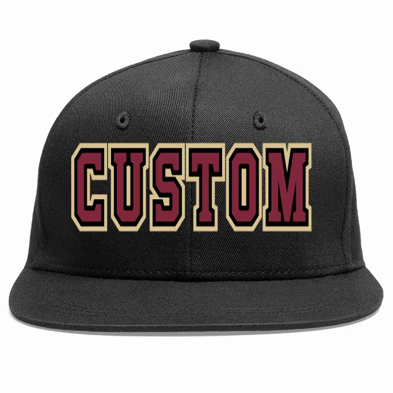 Music Band Baseball Cap-Custom Black Crimson-Black Casual Sport Baseball Cap