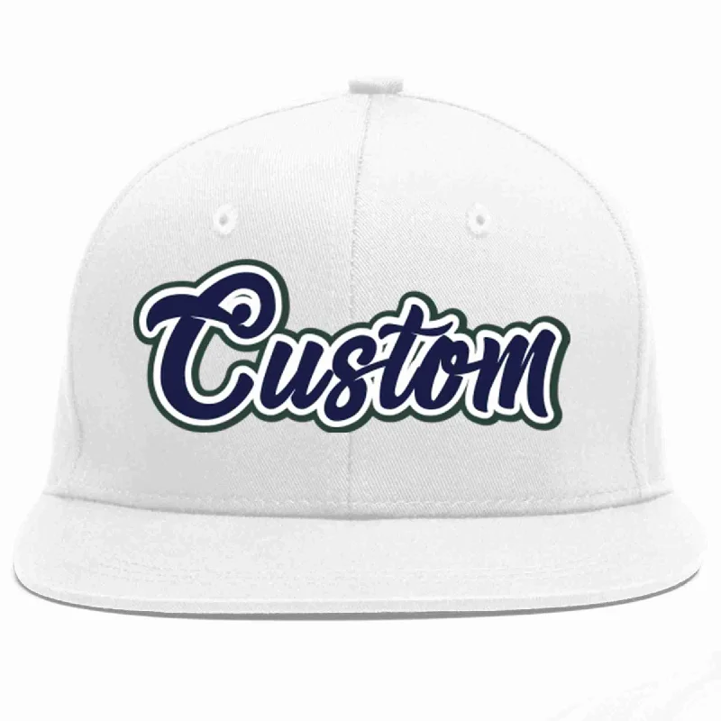 Sporty Baseball Cap-Custom White Navy-White Casual Sport Baseball Cap