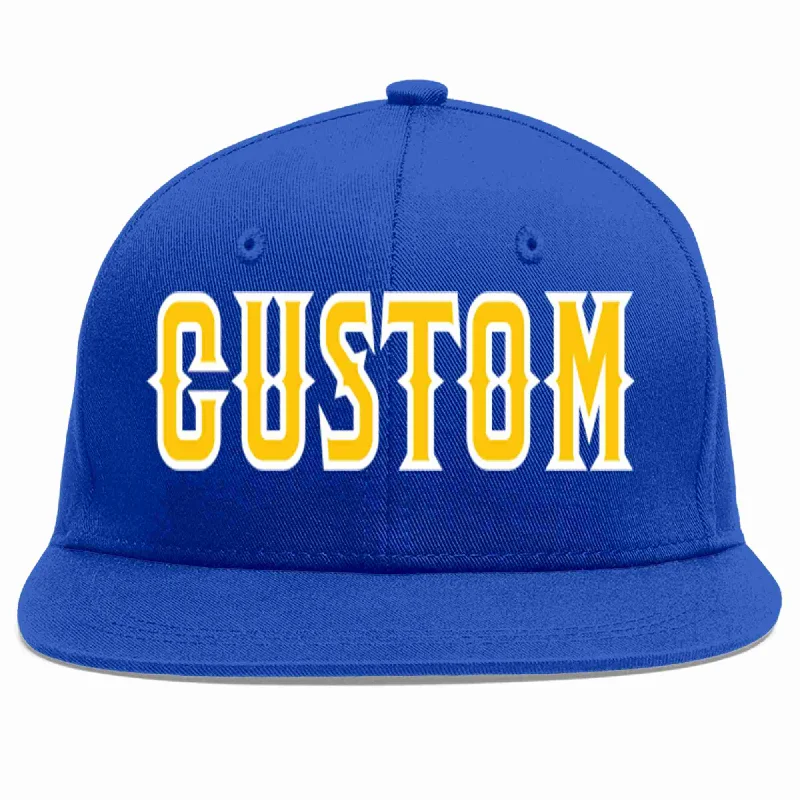 Curved Brim Baseball Cap-Custom Royal Gold-White Casual Sport Baseball Cap