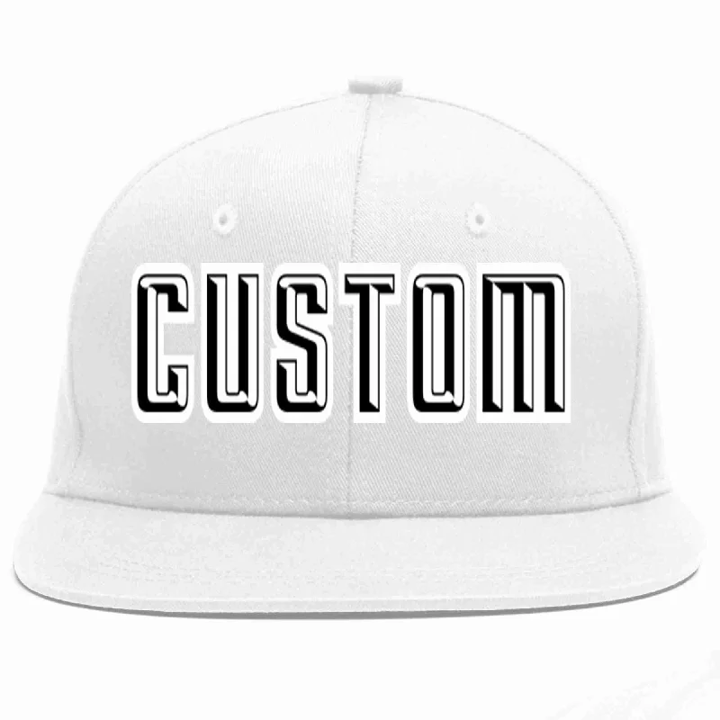 Graphic Baseball Cap-Custom White Black-White Casual Sport Baseball Cap