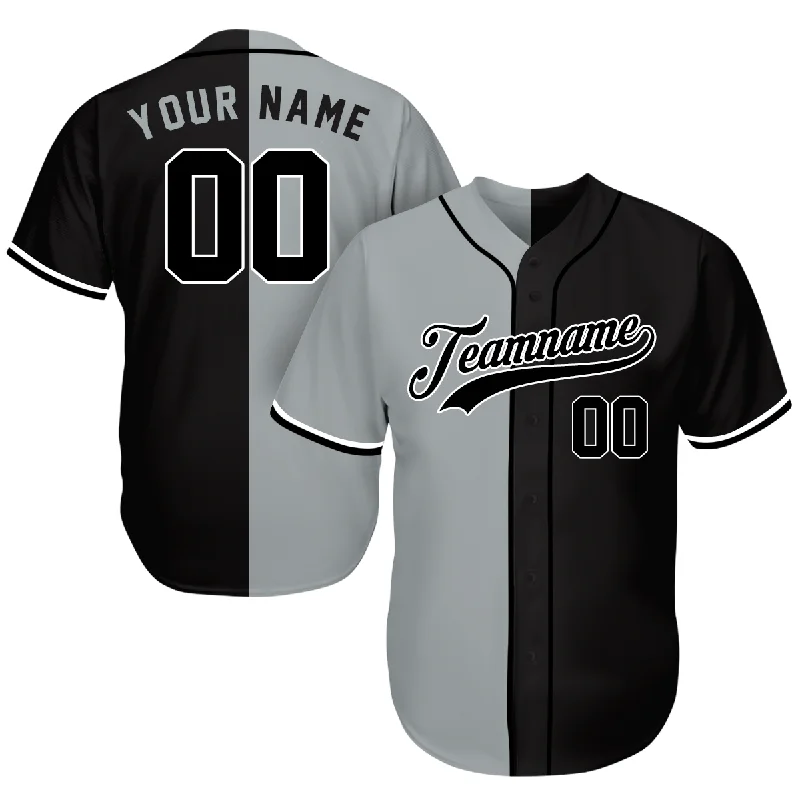 Special Edition Baseball Jersey-Custom Team Baseball Jerseys - Great Gifts For Baseball Fans - Split Gray Black - Personalized Baseball Father's Day Gifts