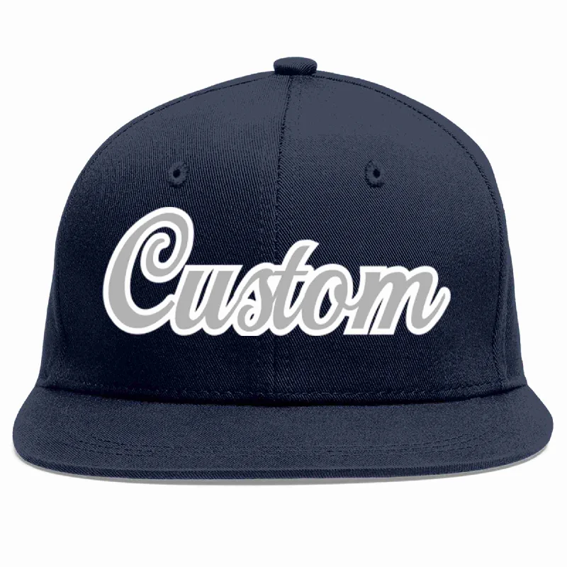 Racing Baseball Cap-Custom Navy Gray-White Casual Sport Baseball Cap