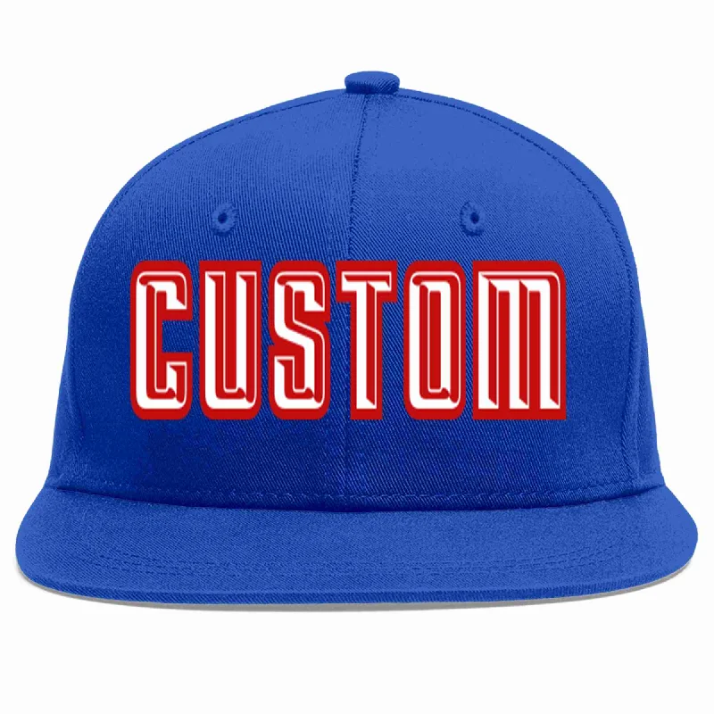 Denim Baseball Cap-Custom Royal White-Red Casual Sport Baseball Cap