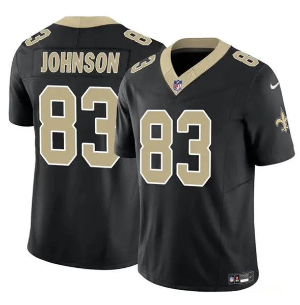 Cooling Soccer Jersey-Men's New Orleans Saints #83 Juwan Johnson Black 2023 F.U.S.E. Untouchable Limited Football Stitched Jersey