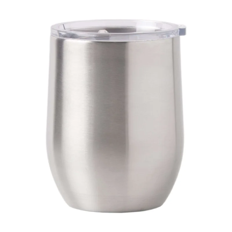 Glass Team Mug-Plain Silver 16oz Stainless Curved Beverage