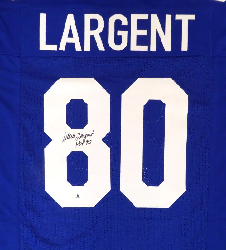 Camo Football Helmet-Seattle Seahawks Steve Largent Autographed Blue Jersey "HOF 95" Beckett BAS Stock #124674