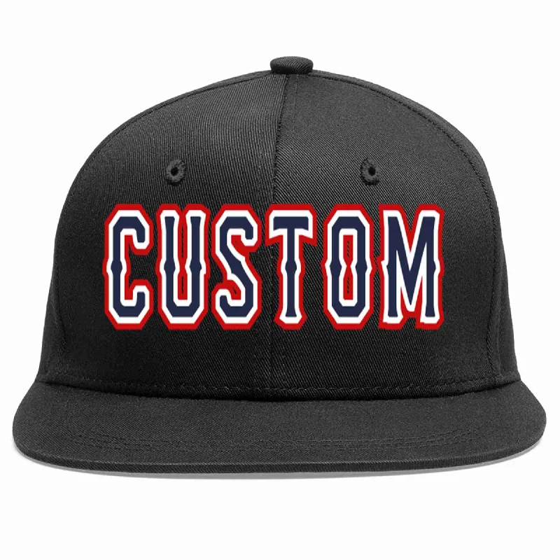 Snapback Baseball Cap-Custom Black Navy-White Casual Sport Baseball Cap